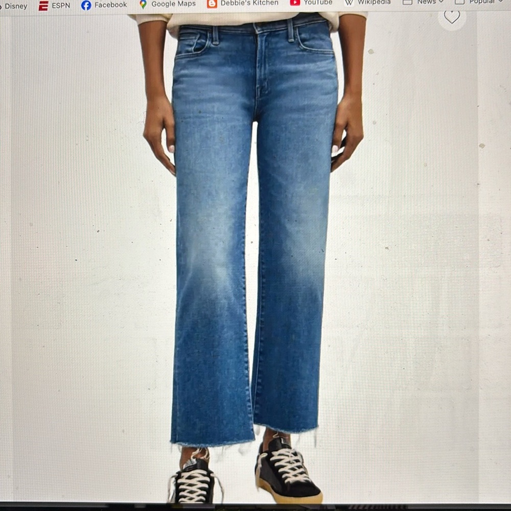 MOTHER The Mid-Rise Rambler Zip Ankle Fray Size 28